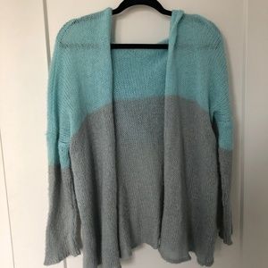 Wooden Ships Teal/Grey Open Sweater